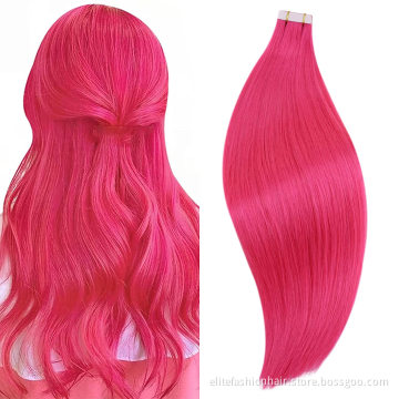 Wholesale No shedding and tangle sillky straight tape in hair extensions tape in human hair Colored Hair Extensions for woman
